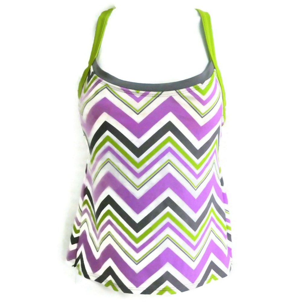 Becca Racerback Tank Top Spandex Chevron Bra Racer Back Purple Green Size Small
